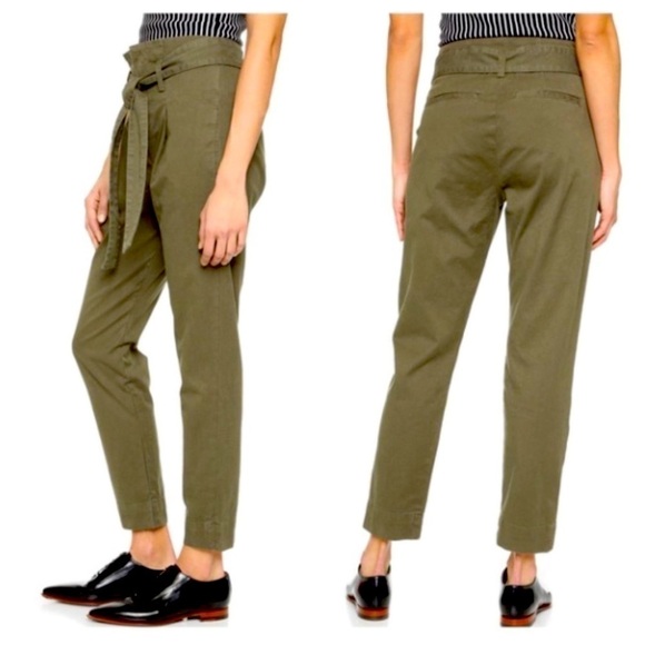 FRAME Commander Olive Green Paper Bag Waist
Twill Ankle Pants Size 27 - Picture 1 of 9